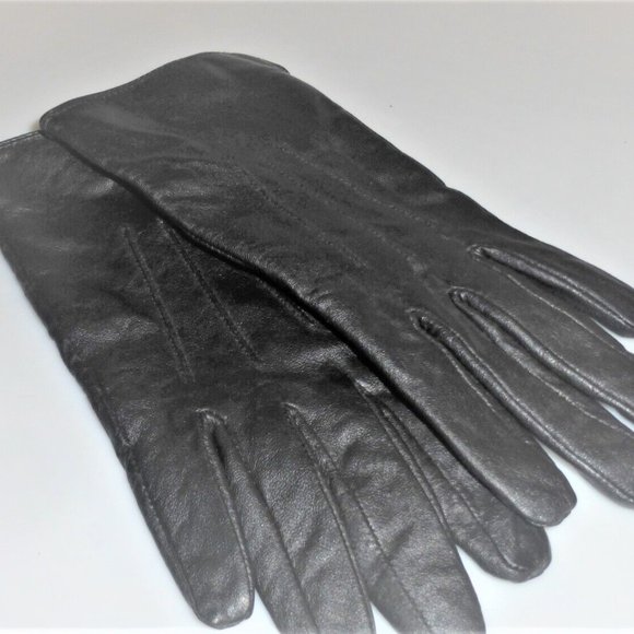 Perrin LEATHER GLOVES Size M Woman's Leather Gloves Driving Gloves Black Gloves - Picture 1 of 3